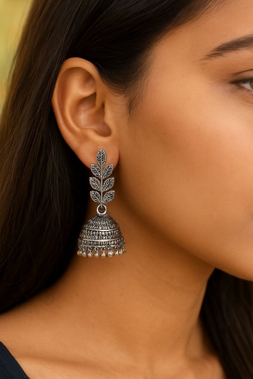 Premium Oxidized Silver Earring Set – Traditional & Trendy Jhumka Collection for Women (Pack of 9)