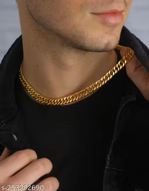 Hop, Men's Flat Link Chain Necklace, 18K gold plated