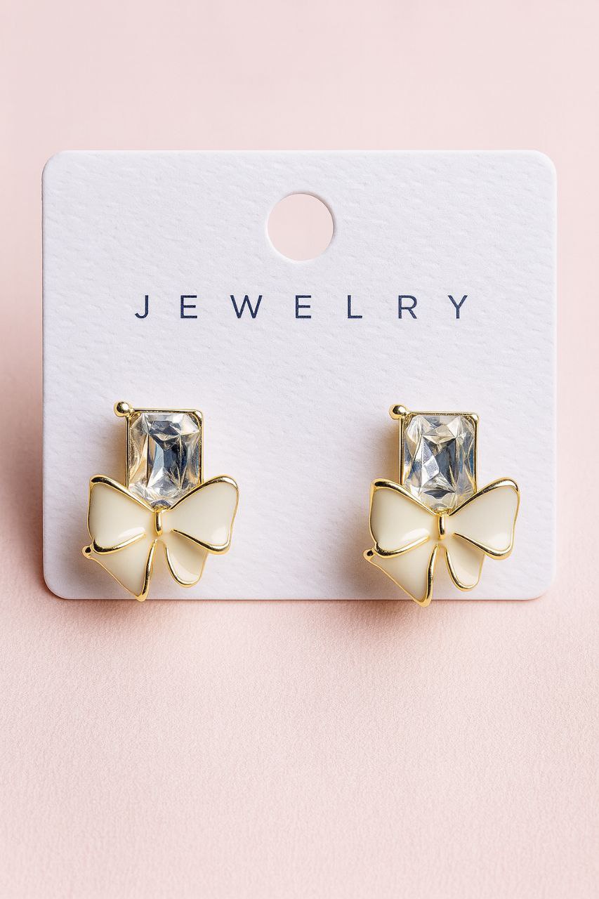 Elegant Bow Crystal Stud Earrings