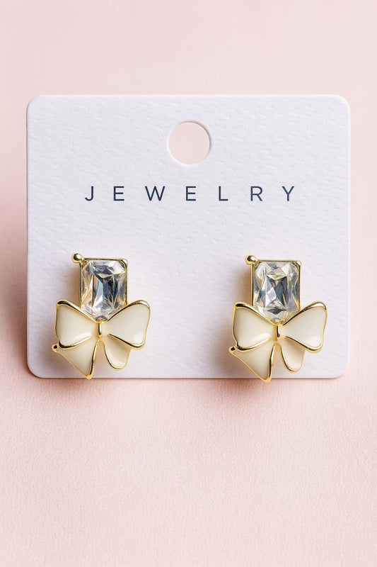 Elegant Bow Crystal Stud Earrings