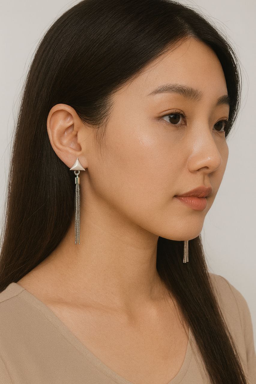 Korean Silver Long Tassel Earrings set 3