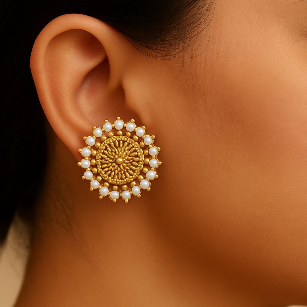 Antique Gold Pearl & Crystal Ring