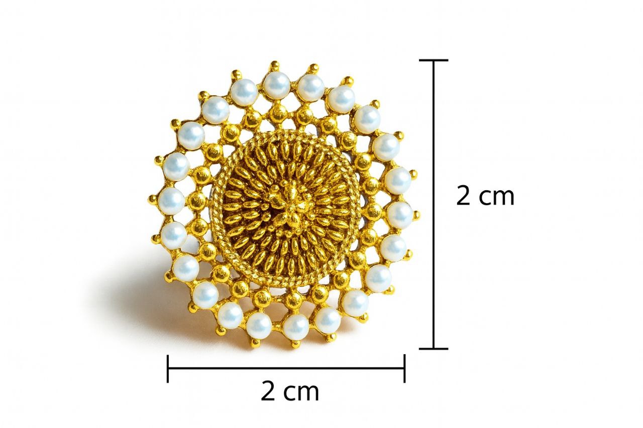 Antique Gold Pearl & Crystal Ring