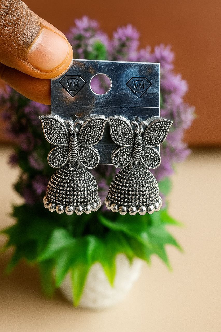 Premium Oxidized Silver Earring Set – Traditional & Trendy Jhumka Collection for Women (Pack of 9)