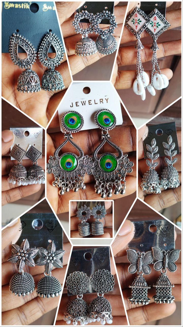 Urban Santhe 10 Combo Oxidized Silver Jhumka Earrings Set for Women & Girls | Traditional & Party Wear Collection